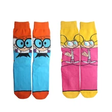 K164, 1 пара носков с персональным принтом Dexter's Lab милые новые мужские женские носки с героями мультфильмов удобные носки с прострочкой из хлопка