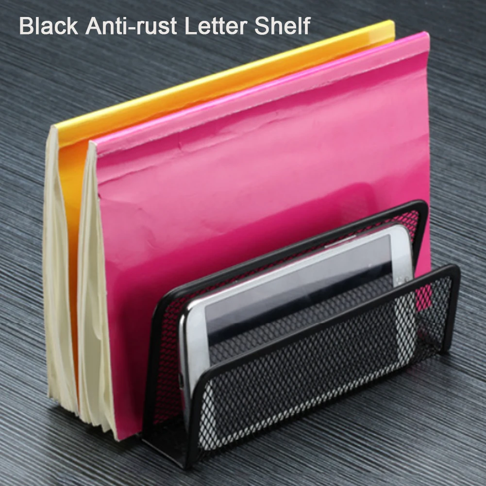 

Tray Desk Organizer Document File Holder Office Lightweight Space Saving Easy Storage Practical School 3 Layers Black Metal Mesh
