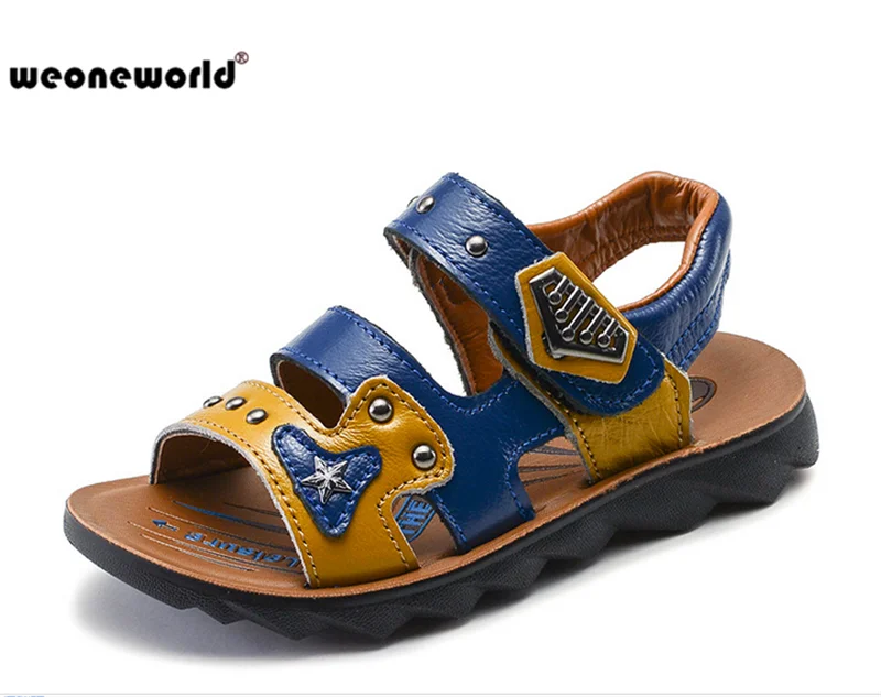 WEONEWORLD/Босоножки на весну и лето г. натуральная кожа мальчики обувь детские сандалии для мальчиков детская обувь на резиновой подошве размер 26-37
