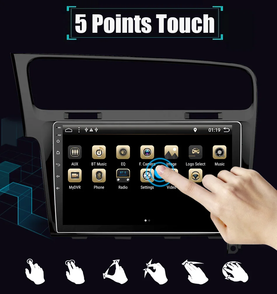 Best Eunavi Android 8.1 Octa-core 10.1 inch Car Radio HeadUnit GPS Navi Player for 2013- 2015 VW Volkswagen Golf 7 With SWC WIFI 6