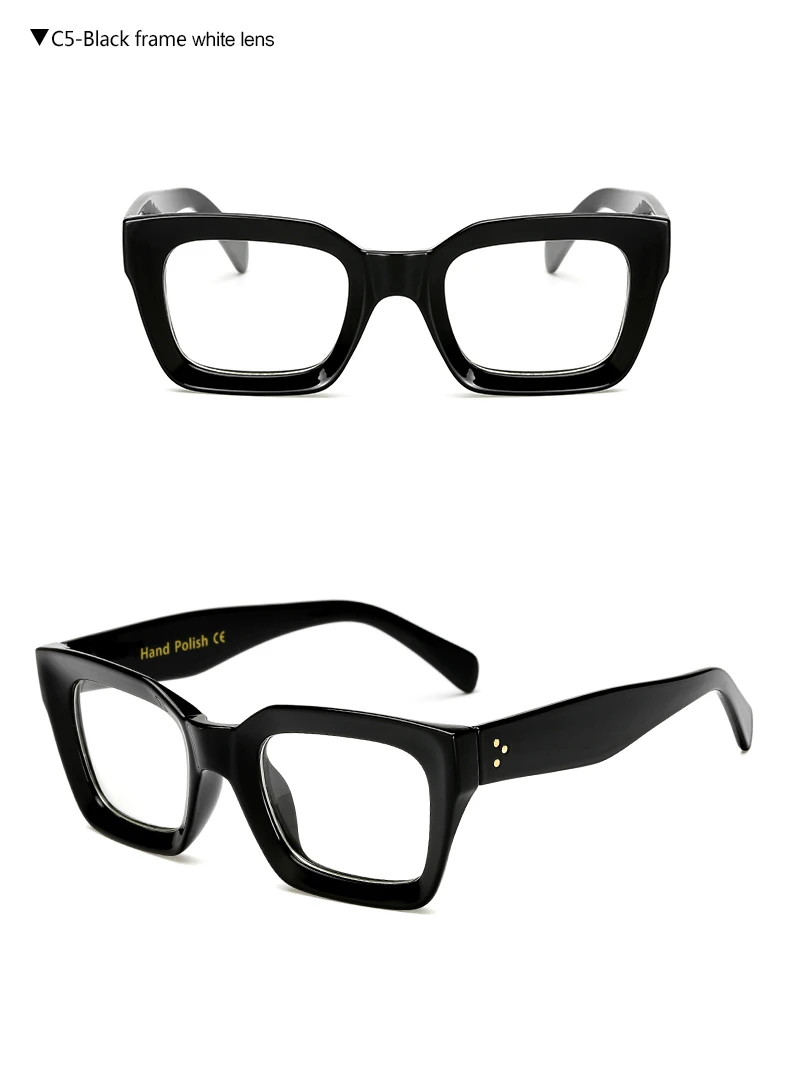 Длинные женские очки кошачий глаз, квадратные оправы для мужчин и женщин, брендовые дизайнерские оптические прозрачные линзы, модные очки - Цвет оправы: Black White