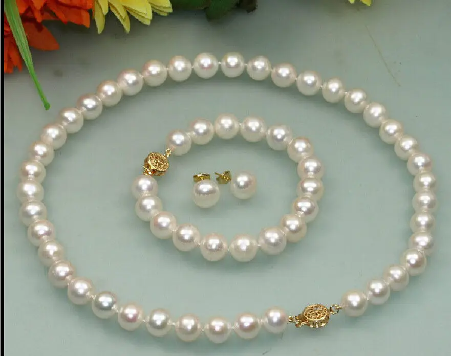 

hot sell new - CLASSIC 10-11mm south sea round white pearl necklace Bracelet Earring 18 inch14k