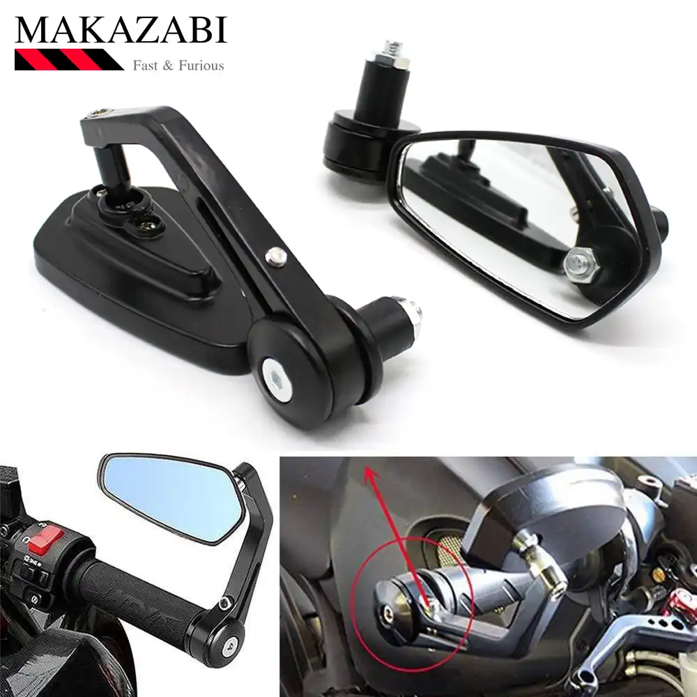 Color : Black 7//8 22mm Bar End Rear Mirrors Motorcycle Accessories Motorbike Scooters Rearview Mirror Side View Mirrors Moto for Cafe Racer Side Mirrors
