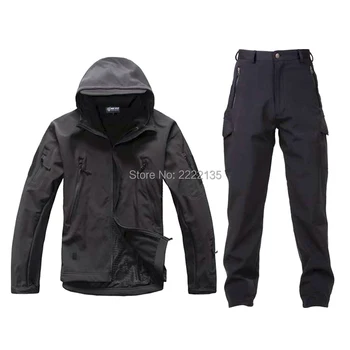 

Hunting Combat Soft Shell SharkSkin Waterproof Hoodie Fleece Coat Hoody Tactical Jacket +Pants Winter Outdoor TAD Gear