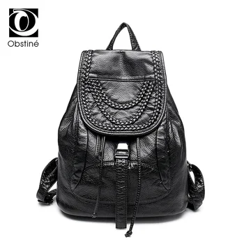 

Vintage Backpack Women Leather Pu Black Casual Daypacks Small Backpacks for Teenage Girls Preppy Style Luxury Travel Back Pack
