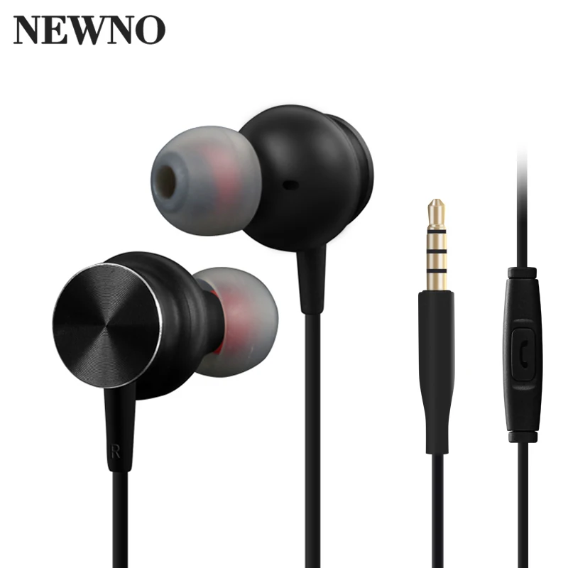 

NEWNO Stereo Earphone Headphone Metal Magnetic Heavy Bass Sound Quality Music Headset with microphone Earpiece Earbuds For Phone