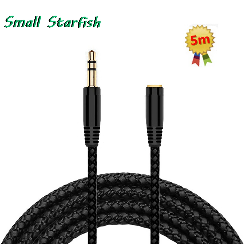 

3.5mm Jack Male To Female AUX Cable M/F Audio Stereo Extender Cord Earphone 3.5 Mm Cloth Cable 5m 16Ft Headphone Extension Cable