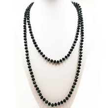 Классическое длинное стеклянное ожерелье 6" ожерелье с узелками одножильный граненый черный и красный Стеклянные хрустальные бусины