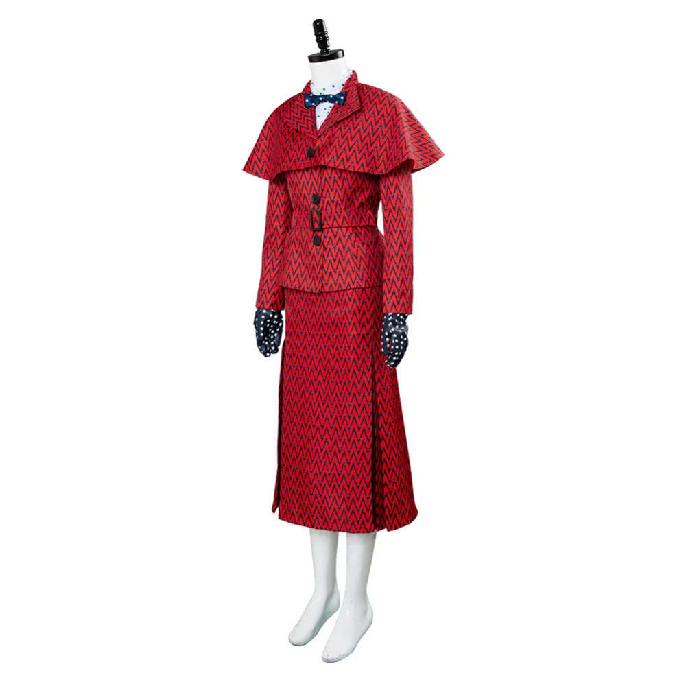 2018 Mary cosplay Poppins Return костюм красный платье шляпа для девочек Женский Взрослый