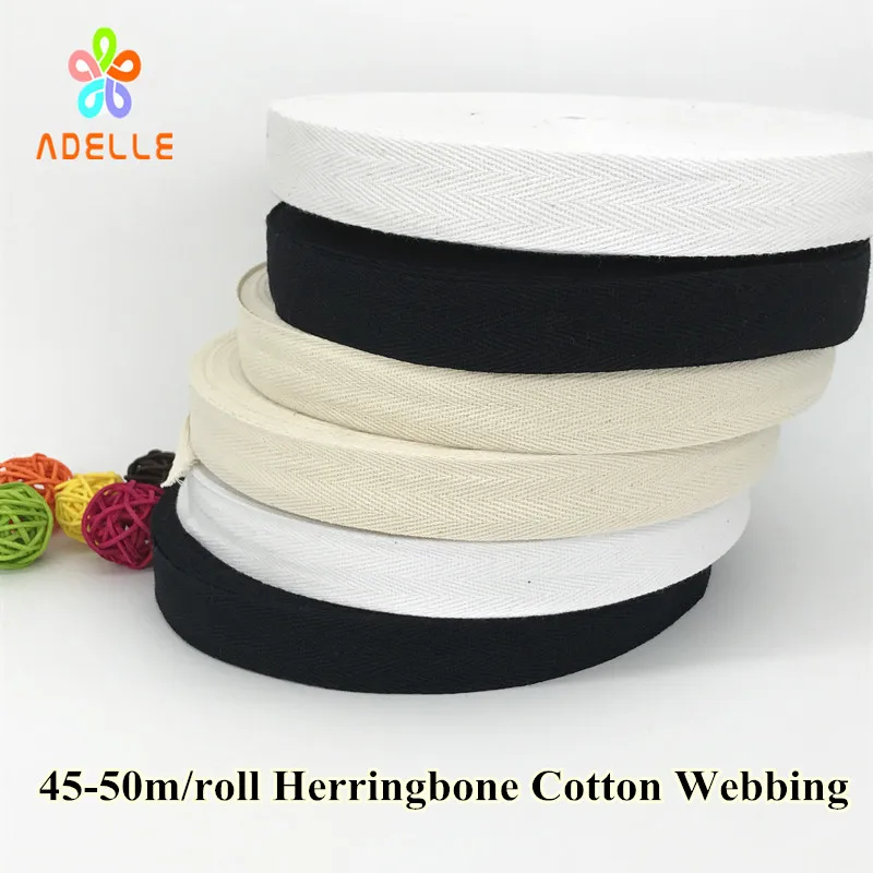 Natural/white/black 10/15/20/25/30/40mm Cotton Webbing Bunting