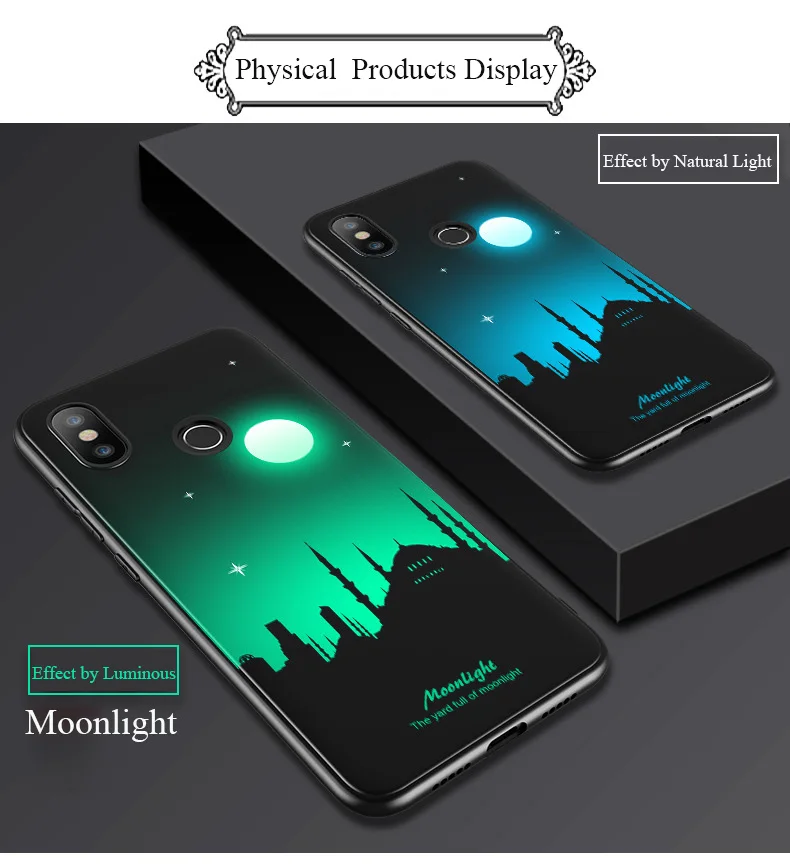 Luminous Soft Back Cover Case Silicon Cover for Xiaomi 6X Redmi S2 Mi 8 Mi 8SE (16)