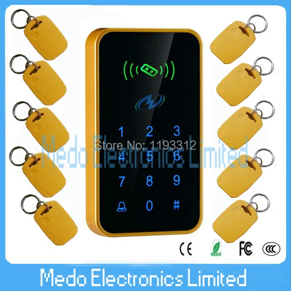 

Freeshipping Touch Keypad Rfid EM Card Access Control + 10PCS keyfobs