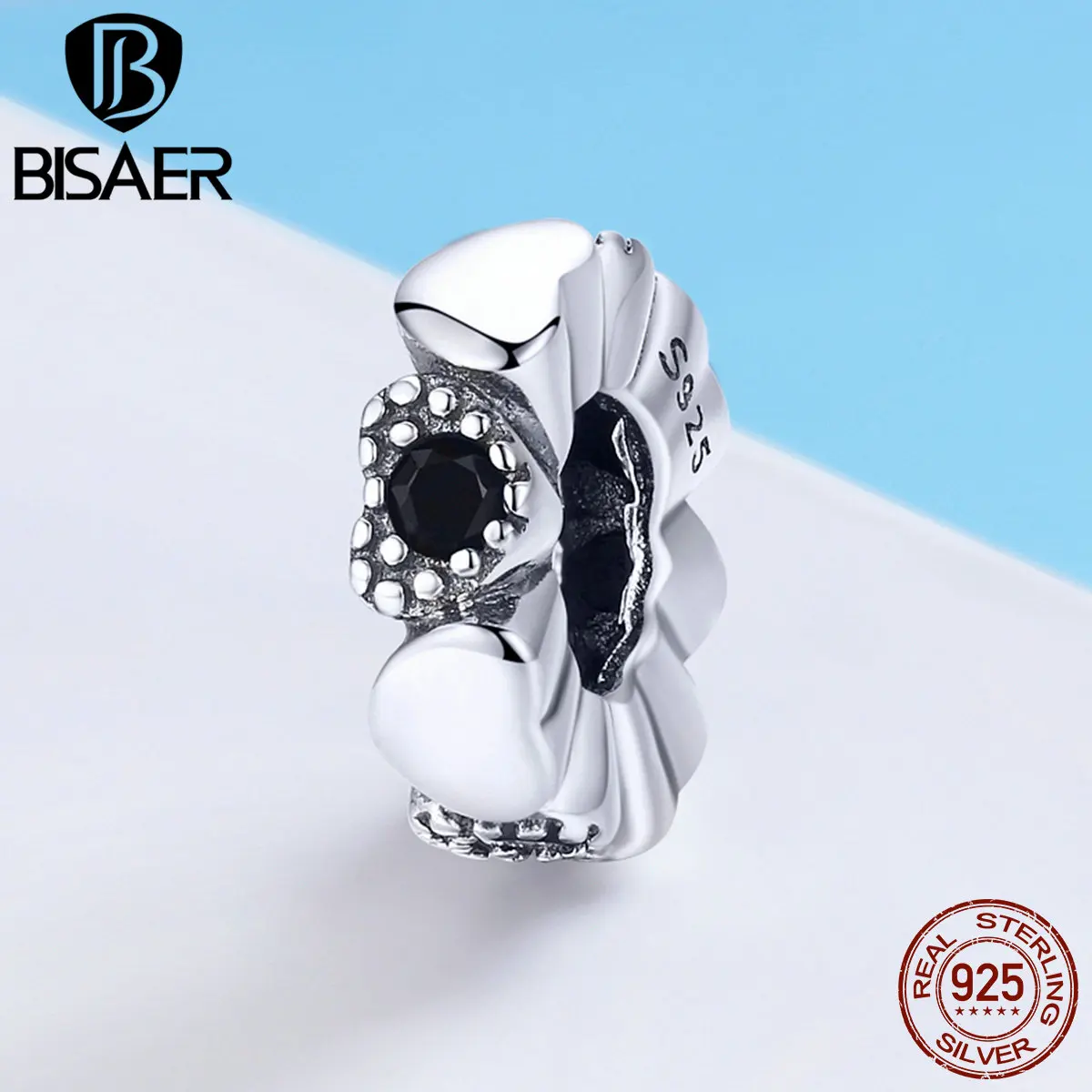 

BISAER Charms Stackable Heart Spacer Beads for Women Jewelry Making 925 Sterling Silver Original Charm Bracelet Bijoux HSC884