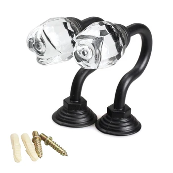 

LHLL-2PCS Crystal Wall Tieback Curtain Hook Tassel Towel Hanger (Black)