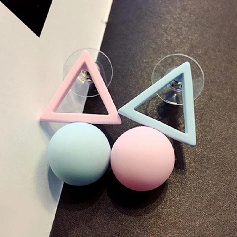 

LASPERAL 2018 Earring Asymmetric Geometry Stud Earrings For Women Temperament Simple Wild Women Ball Earrings Jewelry Brinco