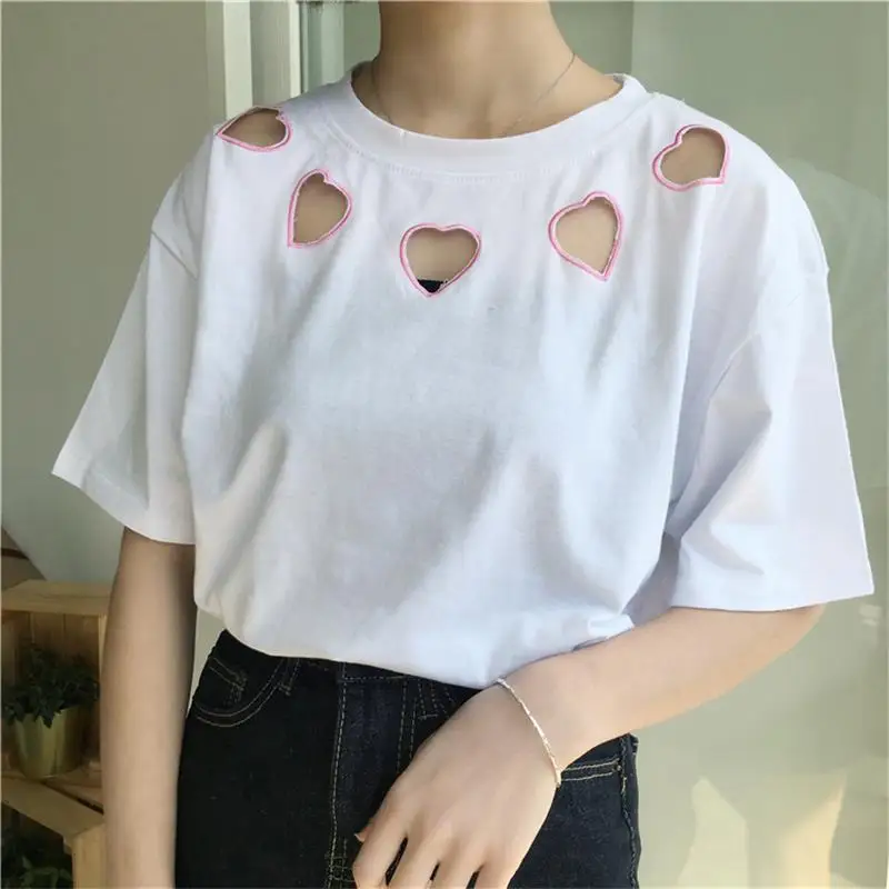 Najtaniej Japoński haft w stylu harajuku miłość Tshirt kobiet Ulzzang bawełna drukuj bluzki damskie kobiet kawaii ubrania t shirty dla kobiet