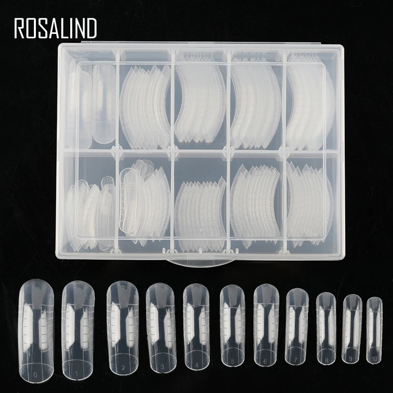 

ROSALIND Transparent False Nail Manicure Extension Mold UV Builder Poly Gel Tool 120PCS/Lot Mixed Length Fake Nails