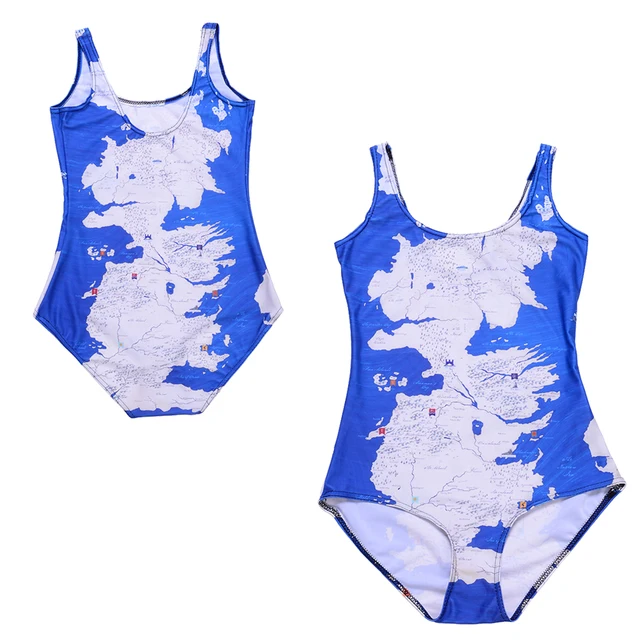 Vintage The Lord Of The Rings Map Swimsuit Swimwear Women Beach Suit