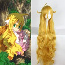 Mavis vermilyon Cosplay peruk 2018 peri kuyruk son serisi TV Anime sarışın uzun kıvırcık dalgalı sentetik saç