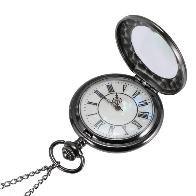 Vintage Quartz Pocket Watch Roman Numerals Dial Clear Flip Cover Alloy Chain Pen Vintage Quartz Pocket Watch Roman Numerals Dial Clear Flip Cover Alloy Chain Pen