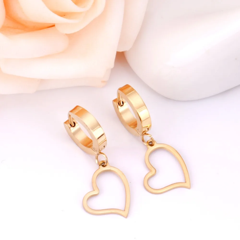 Серьги подвески LUXUKISSKIDS в форме сердца корейские Золотые/Искусственные серьги из