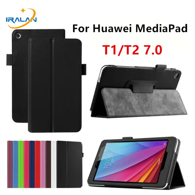 

New PU Leather Litchi Pattern Flip Stand Case For Huawei MediaPad T1 7.0 T1-701U/W T2 7.0 BGO-DL09 BGO-L03 Magnetic Folio Cover