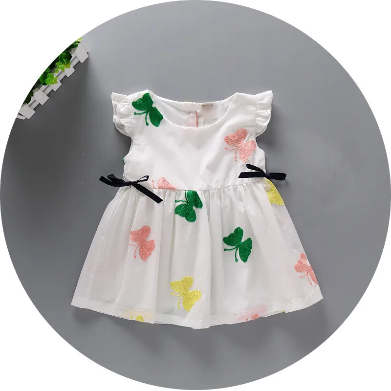 Обувь для девочек одежда для малышей с вышивкой хлопковые повседневные платья для 2017 Лето младенческой Одежда для маленьких девочек костюм