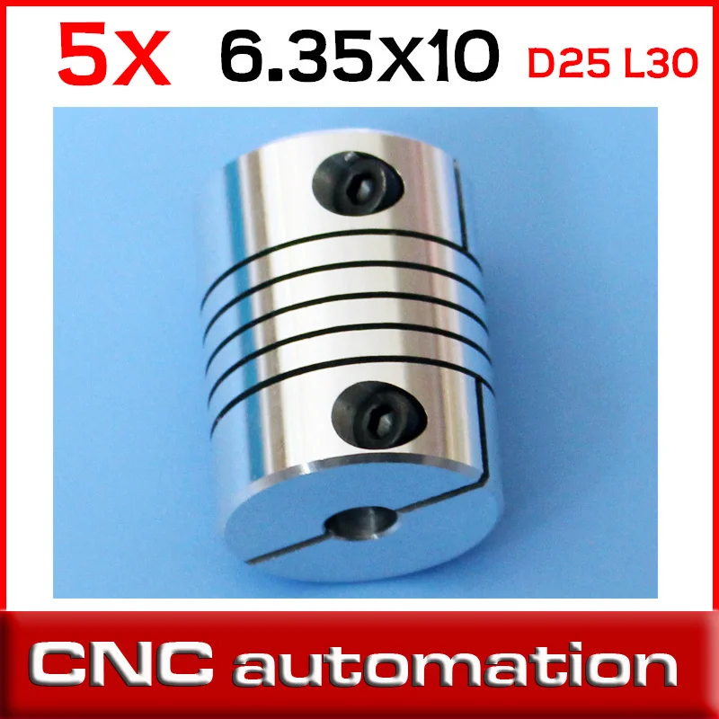 5pcs 6.35x10mm Stepper Coupler Flexible Coupling 6.35mm to 10mm