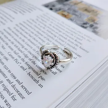 

Zircon sterling 925 silver rings vintage simple design mysterious black wild rings for women charms fine jewelry holiday gift