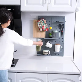 

Storage Shelf Wall Rack Plastic Organizer Tray Sundries Holder For Home Kitchen Bathroom Holders Unique DIY Design Hole Board