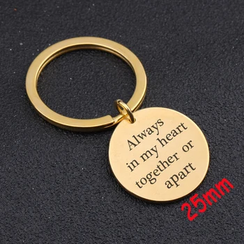 

Love Keychain Engraved Always In My Heart Together Or Apart Hand Stamped Jewelry For Lover Couple Gift Charm Key Ring