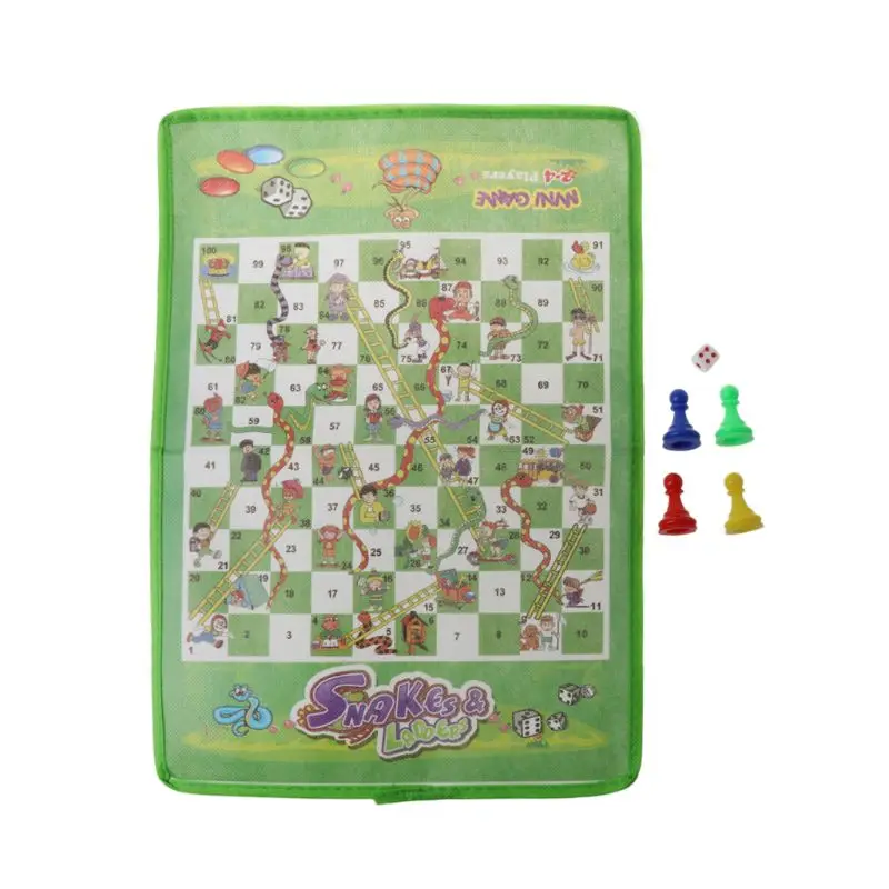 

OOTDTY Snake and Ladder Kids Flying Chess Non-woven Fabric Portable Family Board Game Flying Chess
