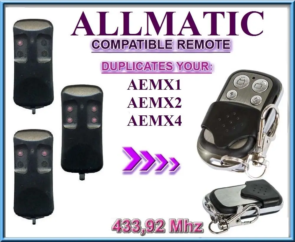 ALLMATIC ARMY1, 4, MX1, 2,4, AEMX1, 2,4 433,92 МГц фиксированный код дубликатор дистанционного управления