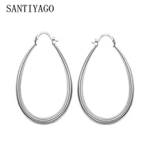 Винтажные серьги-кольца для женщин, матовое серебро, большие овальные широкие креольские серьги-кольца, Женские Ювелирные серьги в стиле хип-хоп