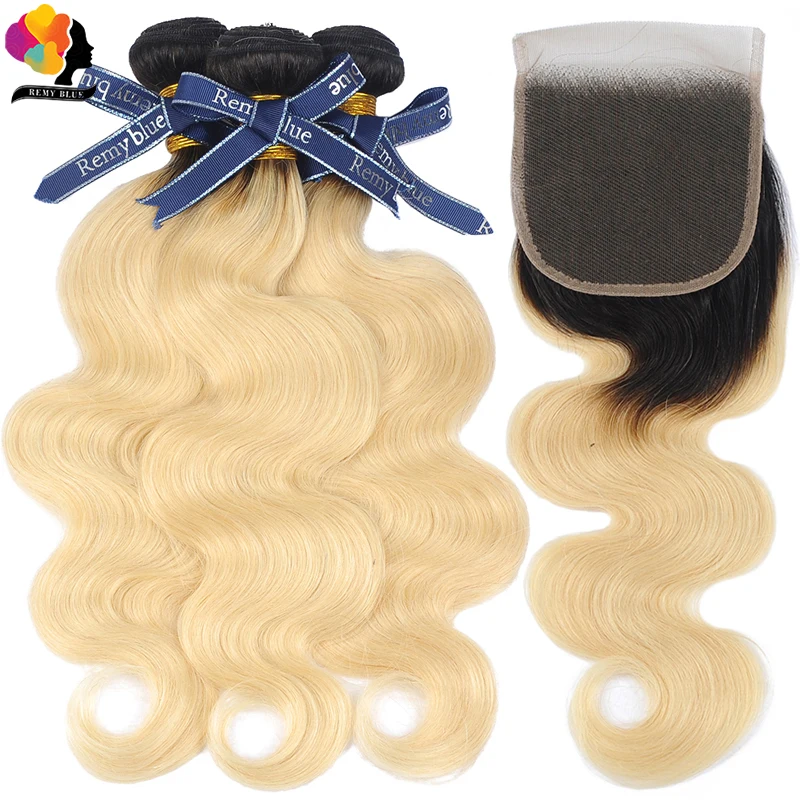 

Ombre Blonde 1B 613 Bundles with Frontal Remy Malaysian Human Hair Bundles with Closure Remyblue Body Wave Frontal with Bundles