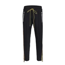 Черные значки, женские мужские спортивные штаны с золотой полоской, бегуны в стиле хип-хоп, мужские спортивные штаны со вставками на талии, штаны для бега
