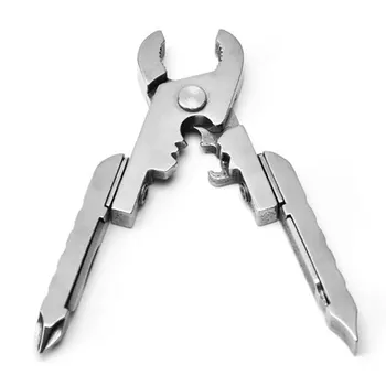 

1PC Multifunction Stainless Steel Folding Pliers Small Knife Cross Straight Screwdriver Portable Keychain EDC Pocket Multi-tool