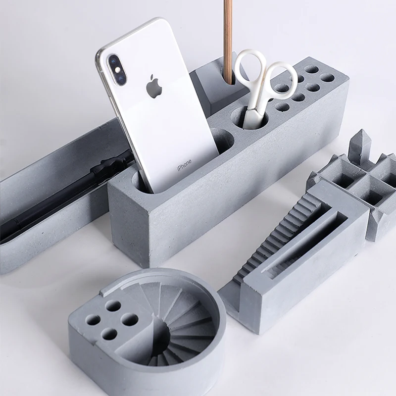 

Multi-function Pen Container Holder Concrete Molds Penholder Plaster Silicone Mold For Desk Decor Cement Clay Mould