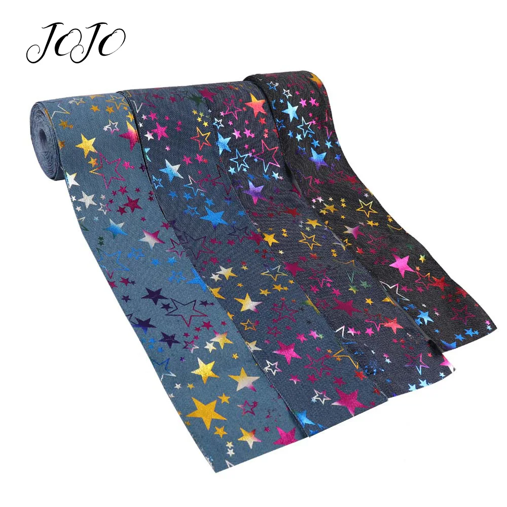 JOJO банты 75 мм 2y джинсовая лента цветная звезда печатная тесьма для одежды DIY ручной работы ремесло Поставки Одежда Швейные материалы