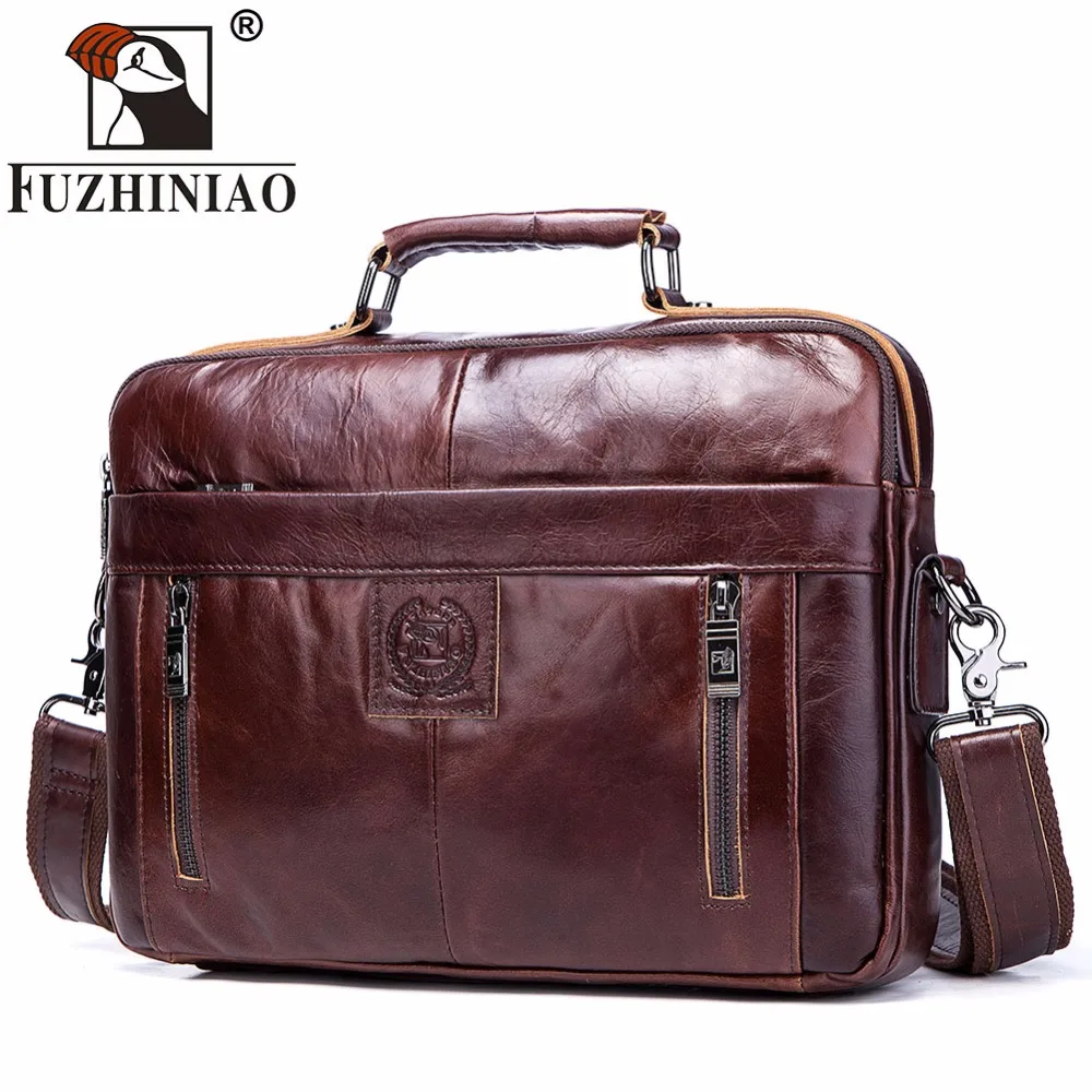 

FUZHINIAO 2018 New Genuine Leather Bag Business Fashion Men Tote Briefcases Crossbody Bags Shoulder Handbag Men's Messenger Bag