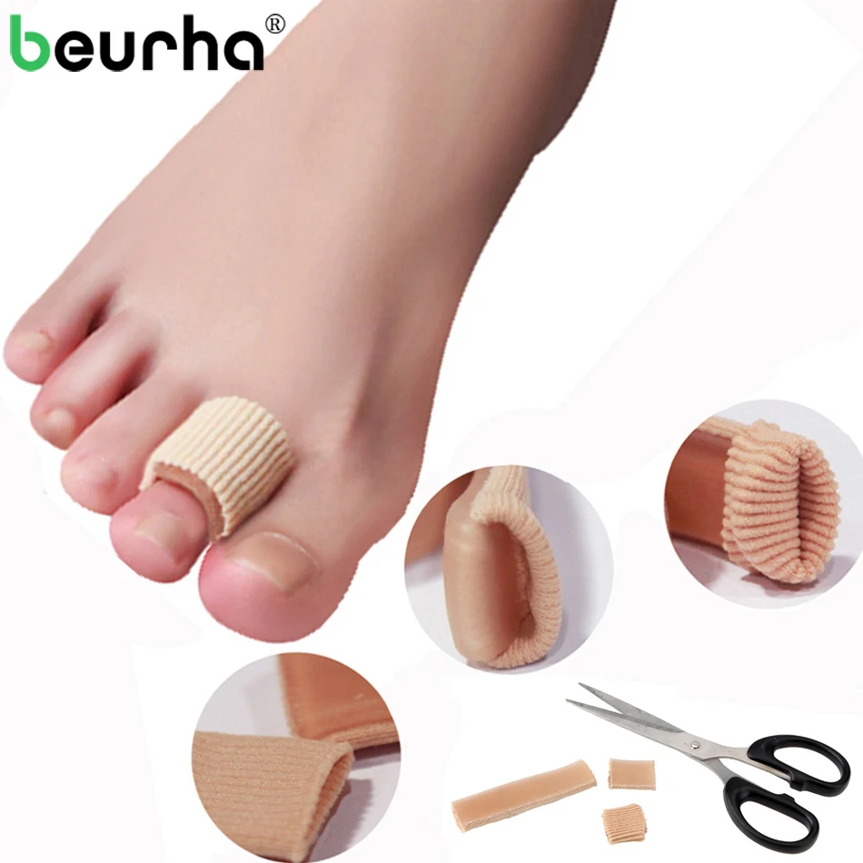 

1PC 20*1.8CM Ribbed Fabric Gel Tube Sleeves Cap Cover For Hammer Toe Claw Blister Corns Fingers Seporate Protector Hallux Valgus