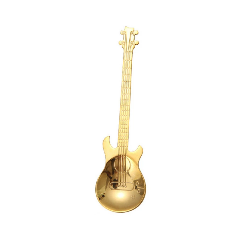 Multipurpose Rainbow Guitar Shape Coffee Creative Spoons Stainless Steel Mixing Scoop Tea Cold Drink Spoon Drinkware