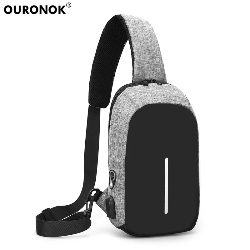 Мужская сумка через плечо OURONOK повседневная с защитой от кражи