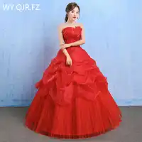 YC73#Lace up Bride 's Wedding dress red Ball Gown wholesale cheap dresses New spring summer 2019 Floor-Length