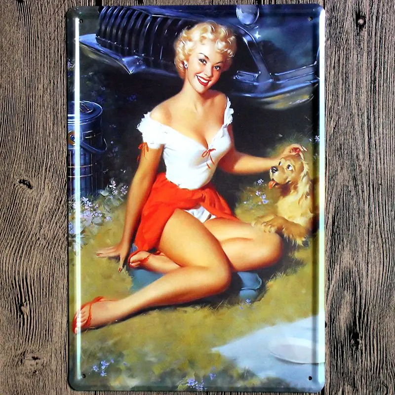 Pin Up Girl Оловянная металлическая табличка, металлическая винтажная настенная табличка для паба, кафе, магазина, домашний художественный декор, железный плакат, Куадрос, DU-2280