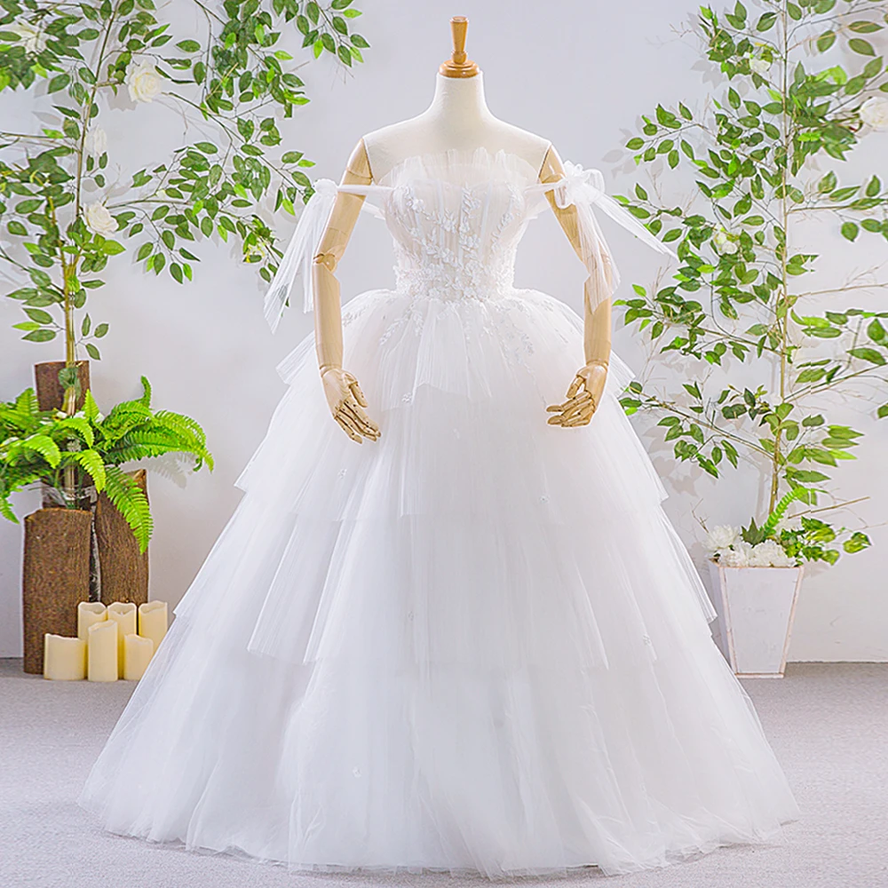 

Custom Made Strapless Lace Up Back Appliques Tiered Ball Gown Wedding Dresses With Petticoat 2019 Alibaba Online Shopping