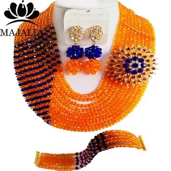 

Fashion african jewelry set orange nigerian wedding african beads jewelry set Crystal Free shipping Majalia-393