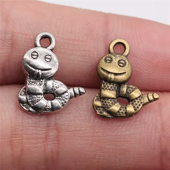 

WYSIWYG 20pcs 16x12mm Pendant Snake Cute Snake Charm Pendants For Jewelry Making Antique Silver Color Snake Pendants
