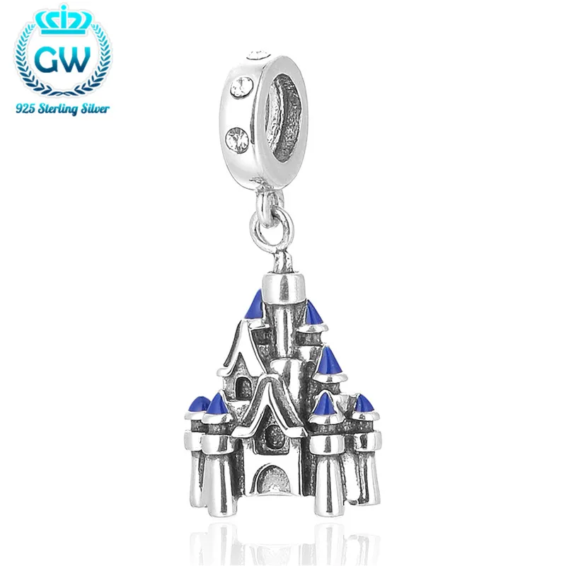 

GW Colgantes Vintage Para Manualidades Castle Charm Fit Solid Sterling Silver Necklace 925 & Bracelet S078-30