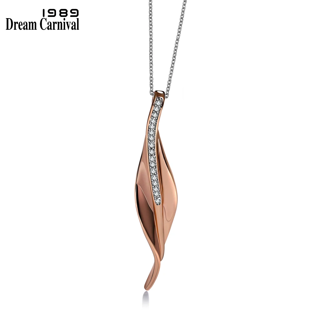 

DreamCarnival 1989 Women necklace Swirl design High quality Two-tone Rose Gold and Rhodium color Long Chain Fancy collier WP6447